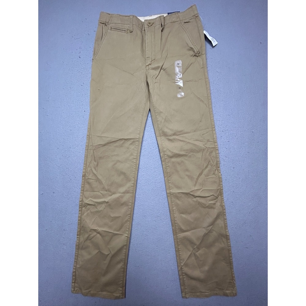 GAP Kids Straight Pants Regenerative Cotton Khaki Tan 14 Boys